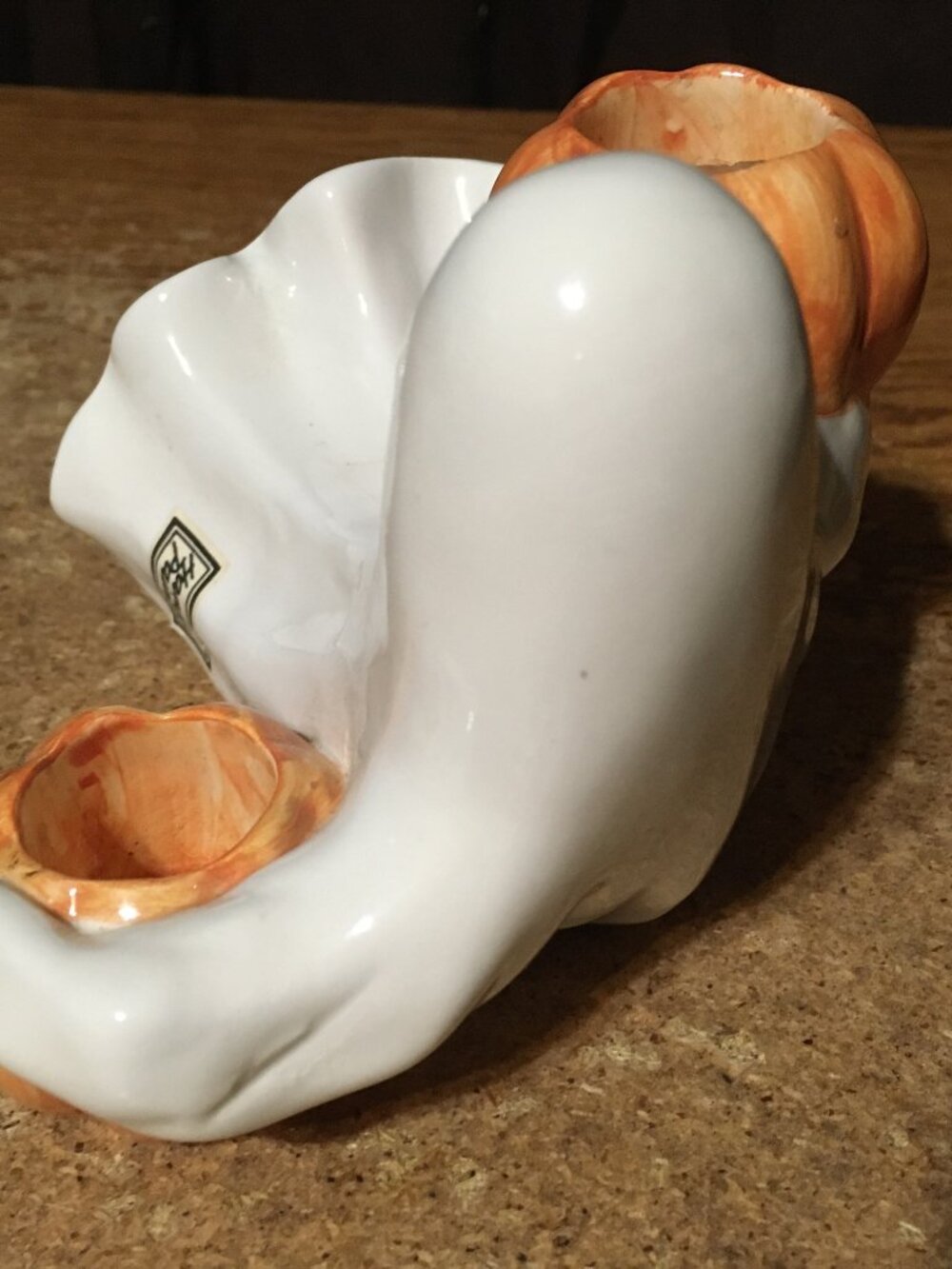 FITZ AND FLOYD HALLOWEEN GHOST HOLDING PUMPKINS CANDLEHOLDER - Picture 8 of 16